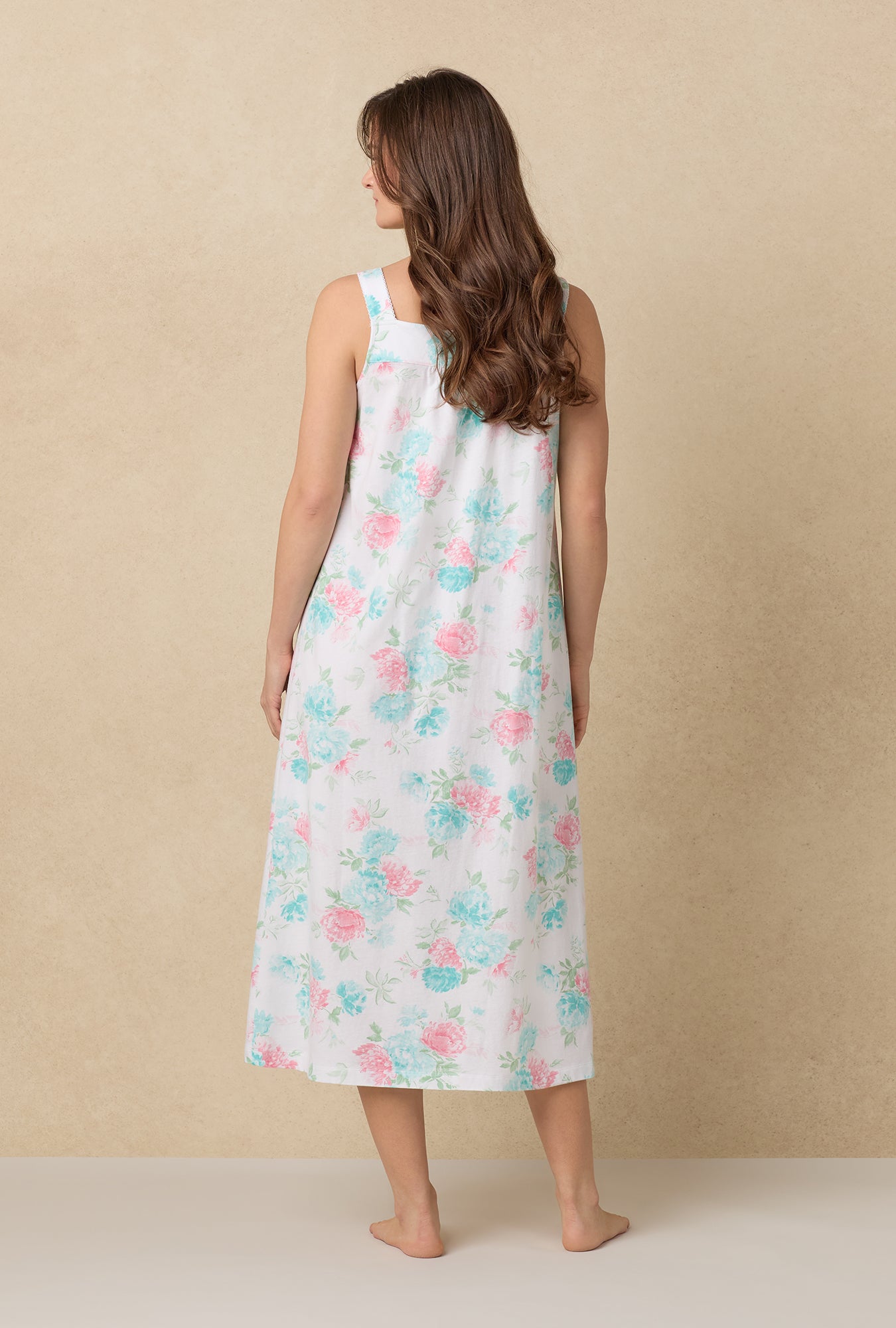 A lady wearing Precious Peony Cotton Ballet Nightgown