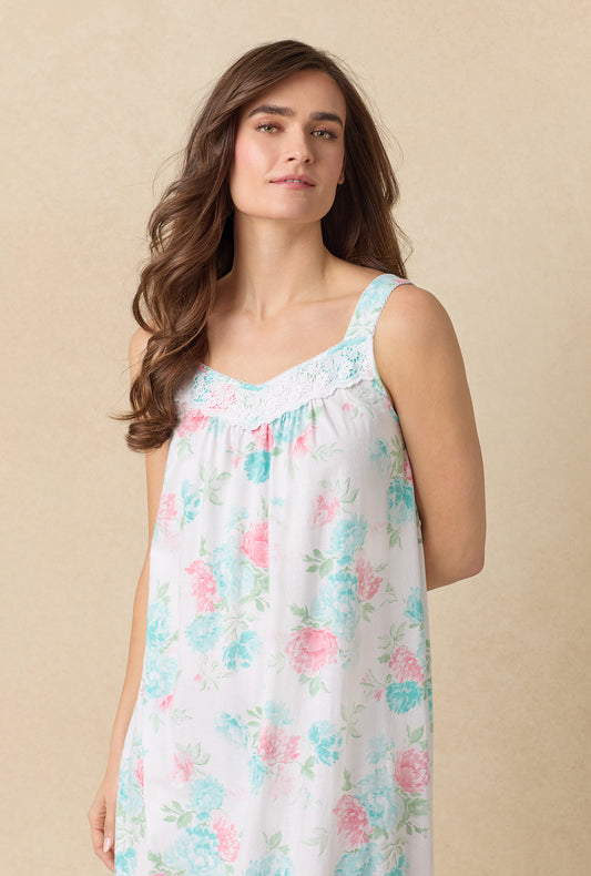 A lady wearing Precious Peony Cotton Ballet Nightgown