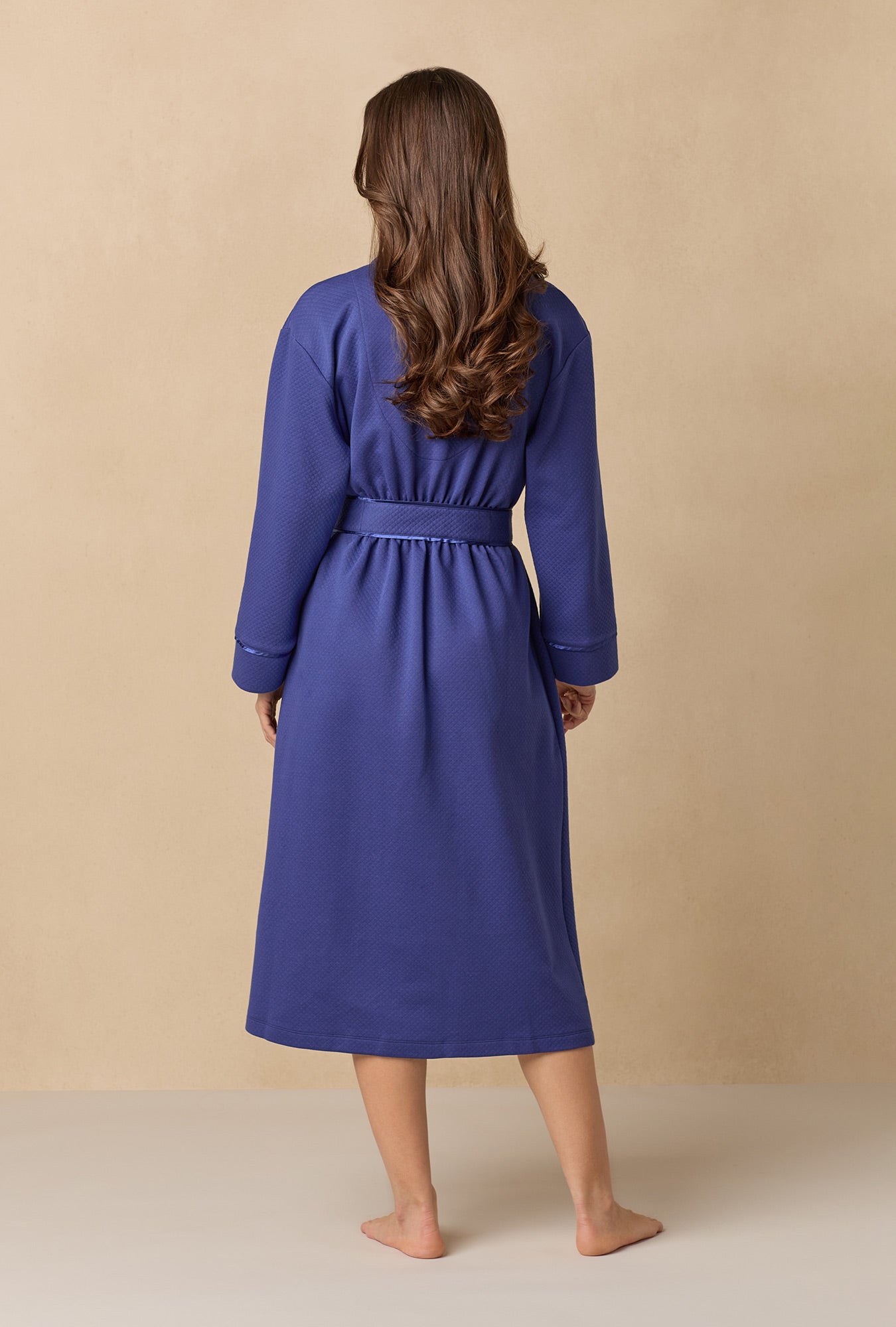 Navy Diamond Quilted Wrap Robe