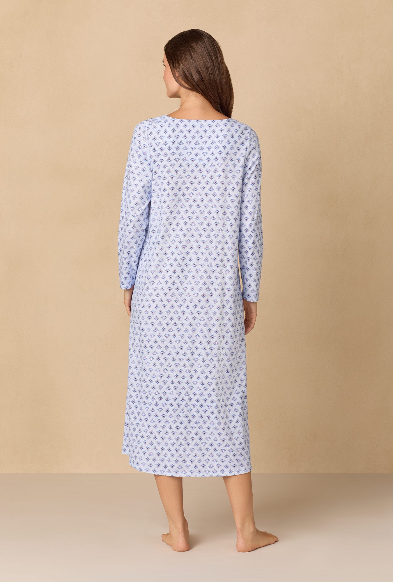 A lady wearing Blue Dreams Ballet Cotton Knit Nightgown