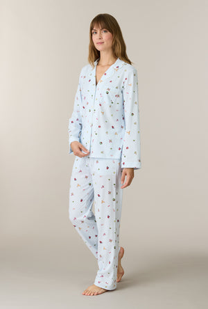 A lady wearing Holiday Keepsakes Cotton Long Pajama Set