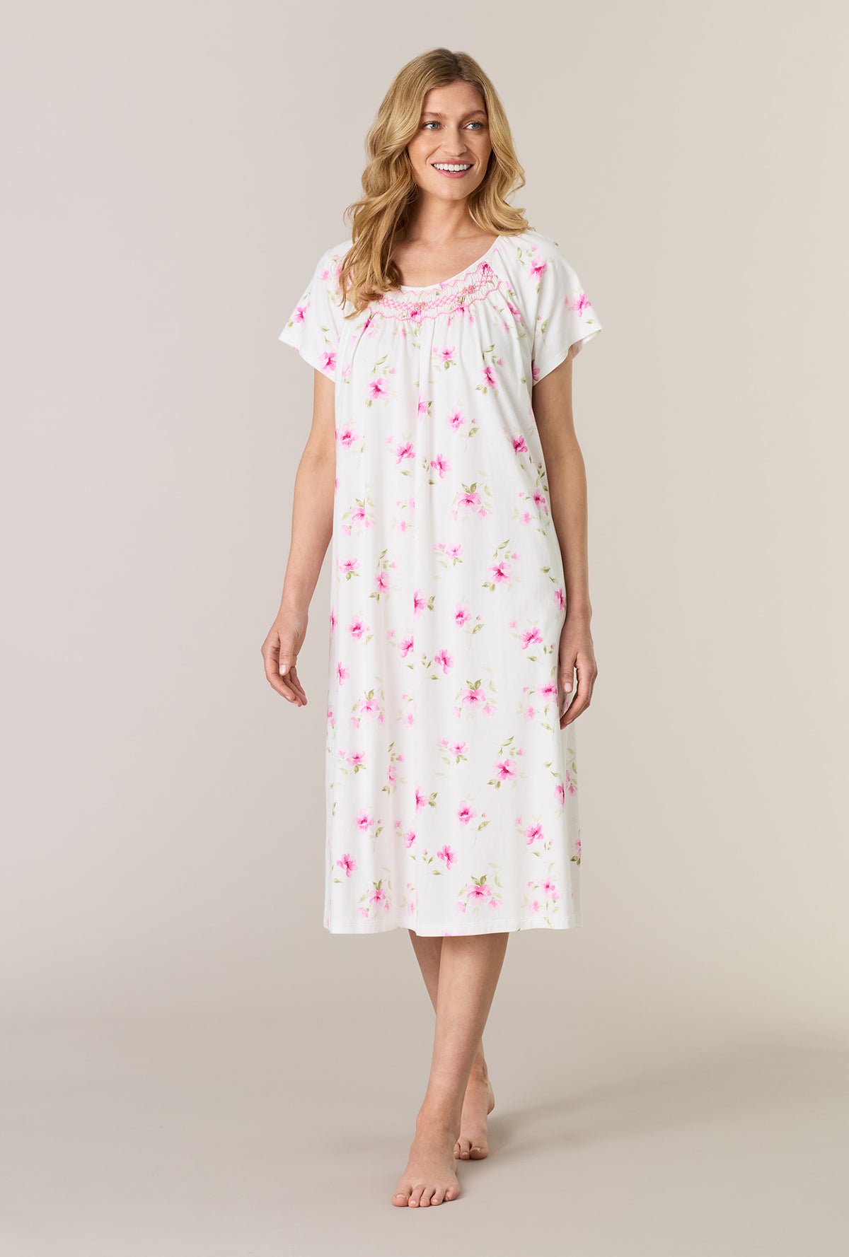 Blush Garden Cotton Midi Nightgown