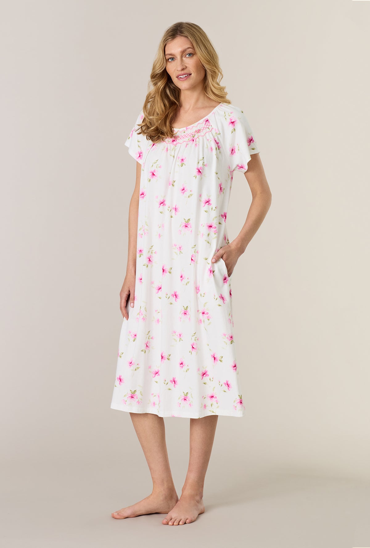 Blush Garden Cotton Midi Nightgown