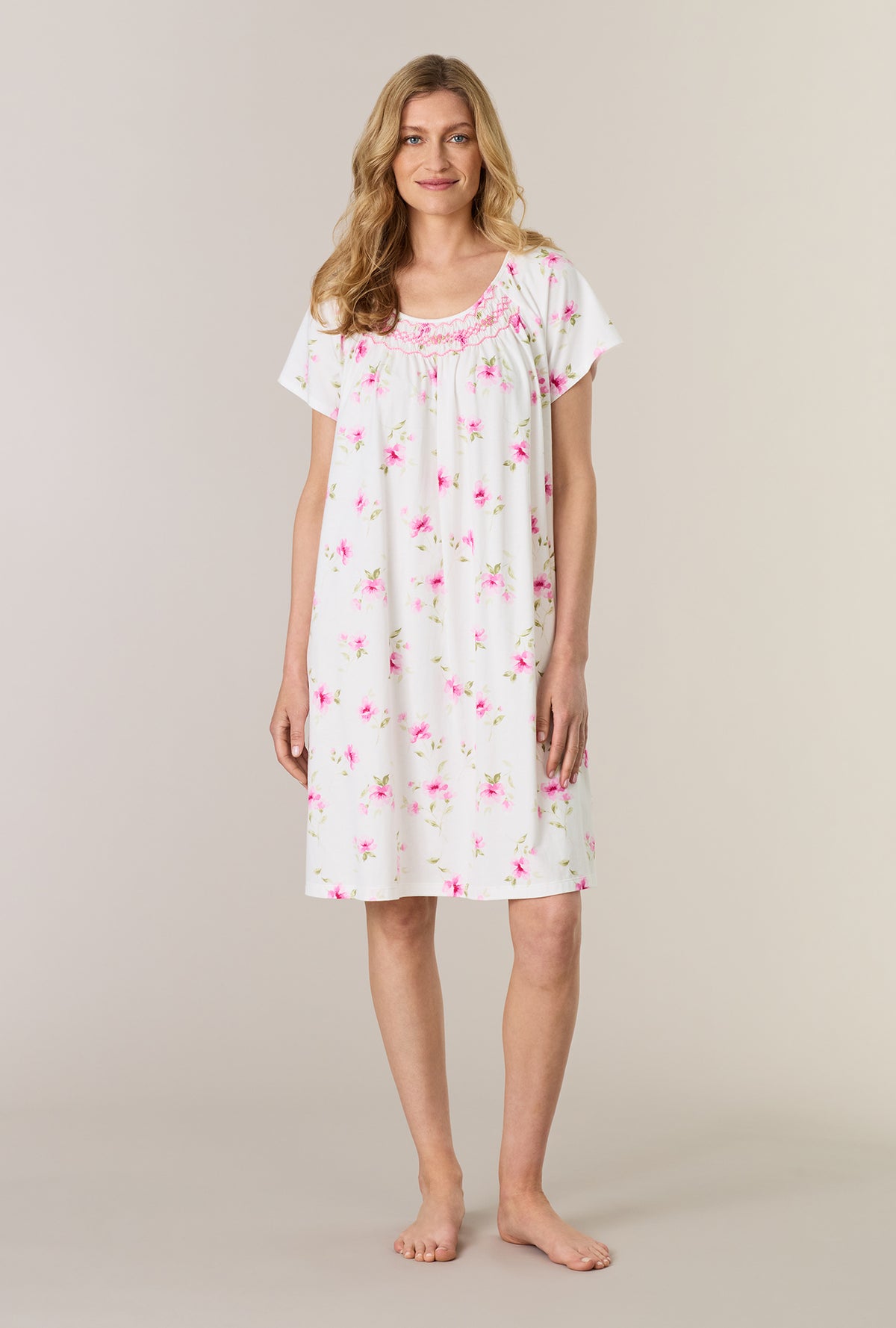 Blush Garden Short Sleeve Cotton Short Nightgown