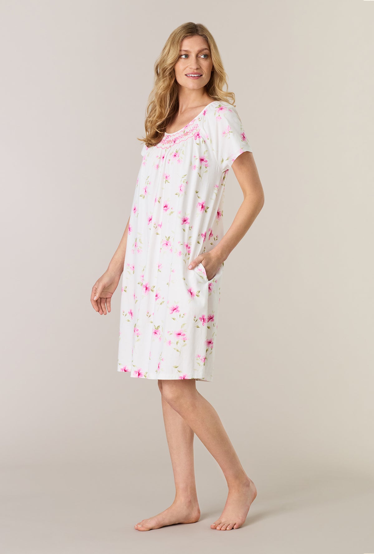 Blush Garden Short Sleeve Cotton Short Nightgown
