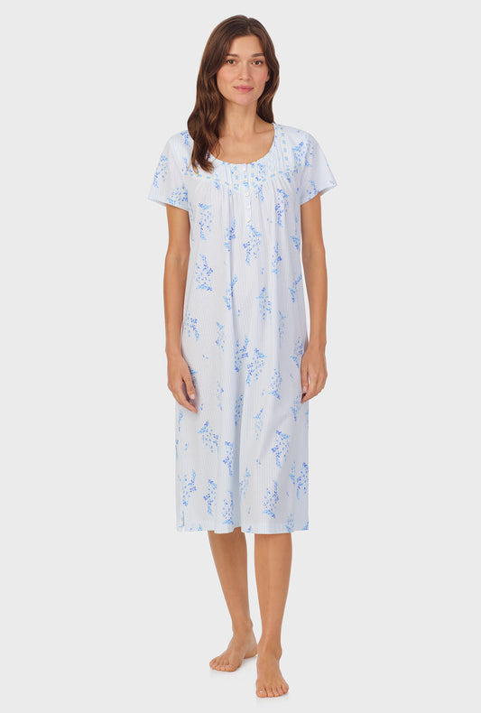 A lady wearing Floral Stripel Cotton Waltz Nightgown