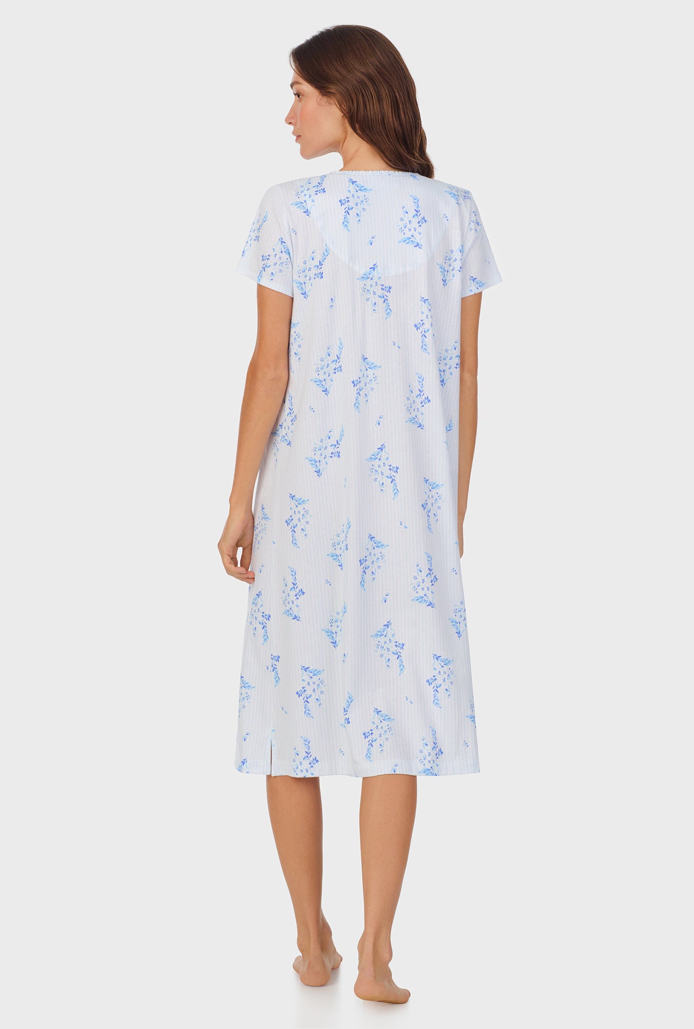 A lady wearing Floral Stripel Cotton Waltz Nightgown