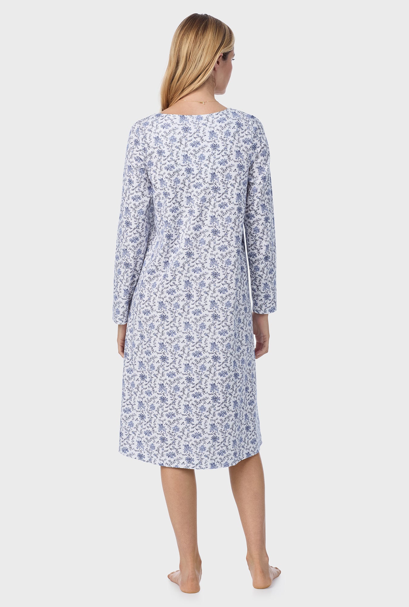 A lady wearing Petite Floral Cotton Waltz Nightgown