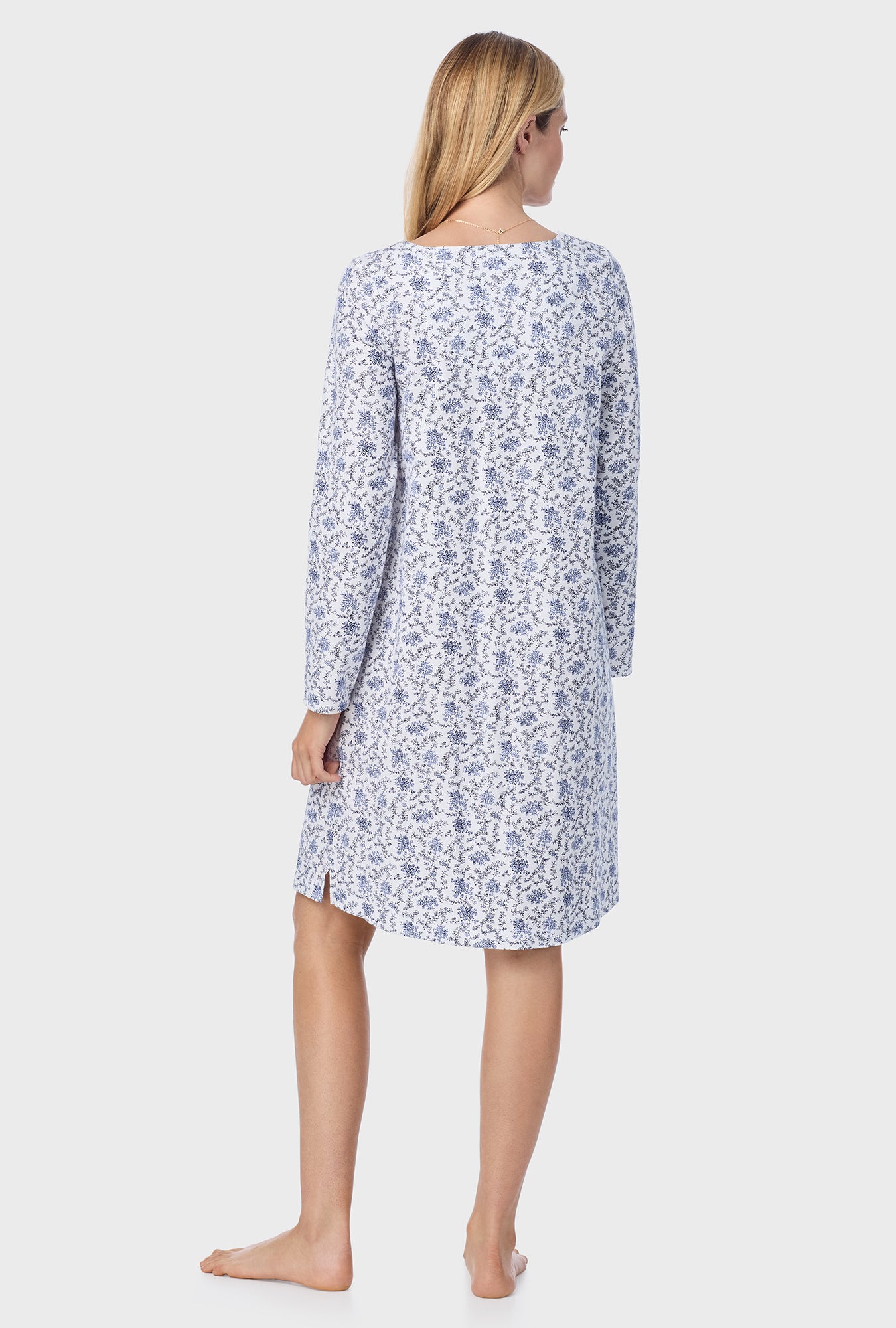 A lady wearing Petite Floral Cotton Short Nightgown