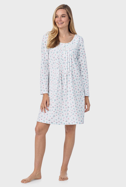 A lady wearing Mini Lily Cotton Short Nightgown