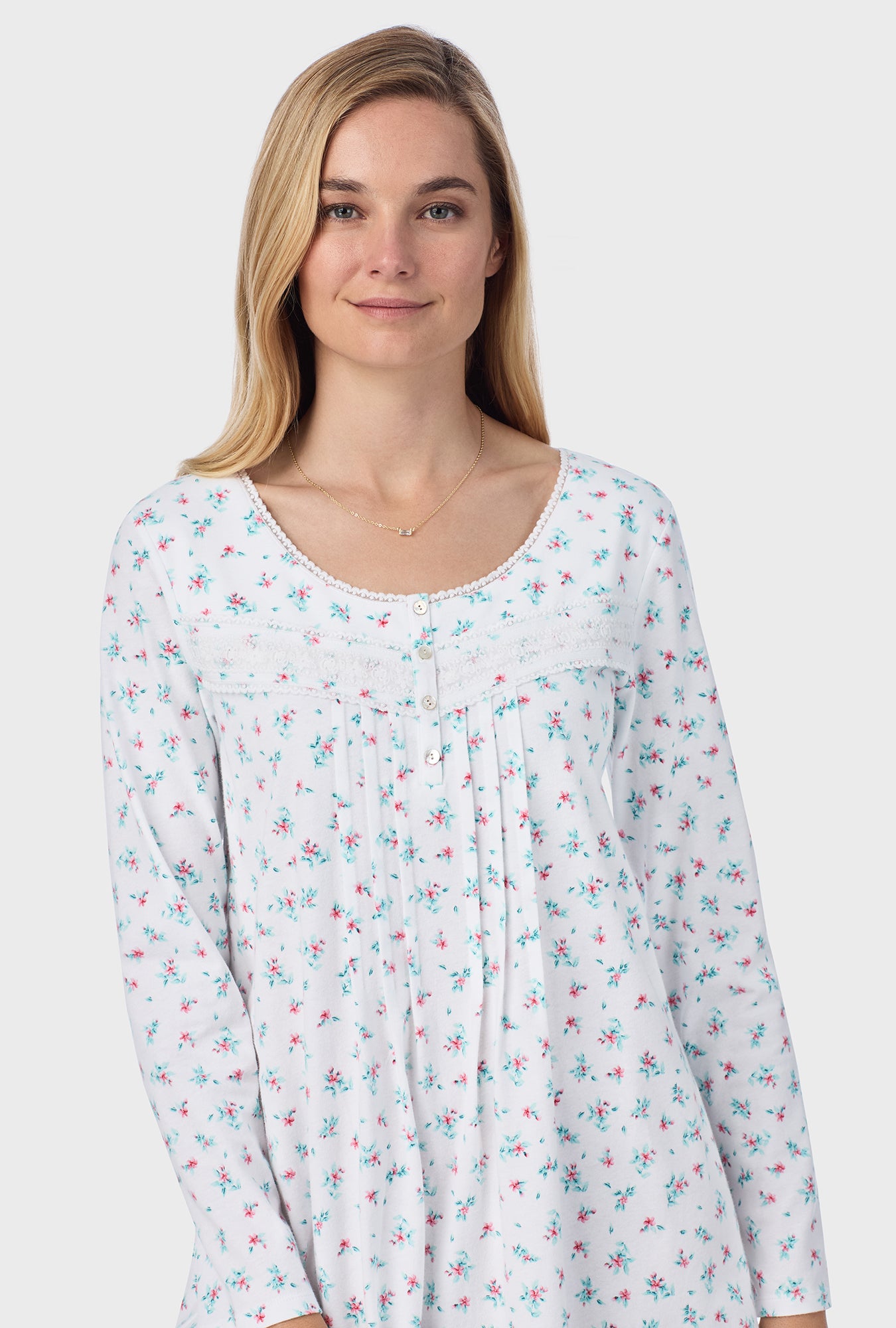 A lady wearing Mini Lily Cotton Short Nightgown