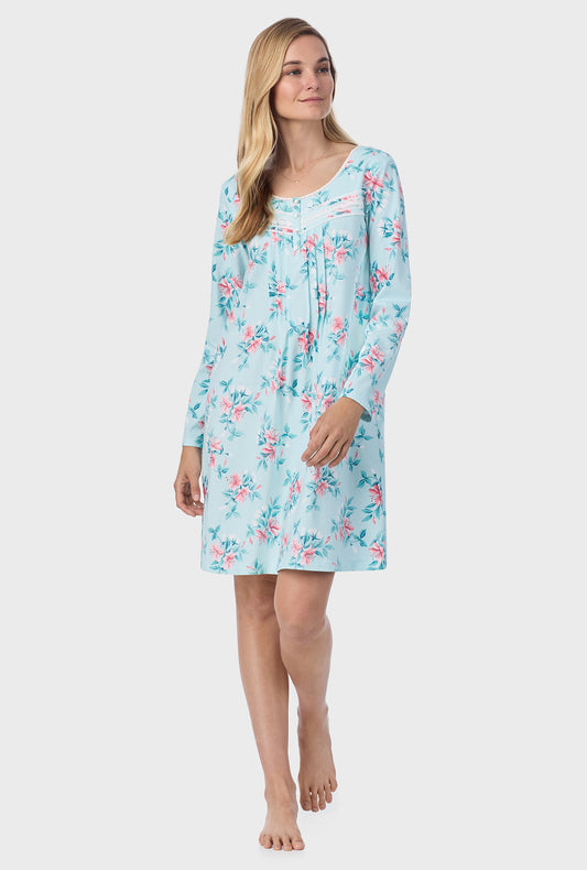 A lady wearing Blooming Lily Cotton Short Nightgown