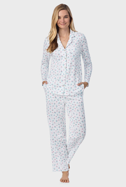 A lady wearing Mini Lily Cotton Long Pajama Set