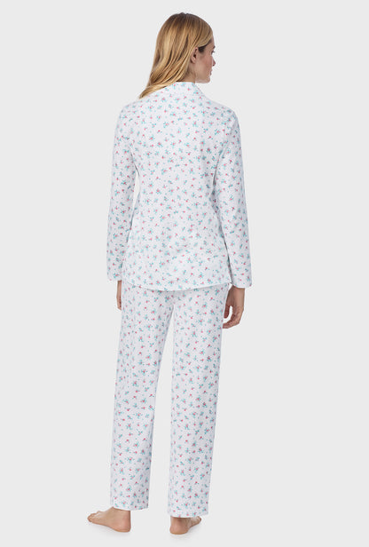 A lady wearing Mini Lily Cotton Long Pajama Set