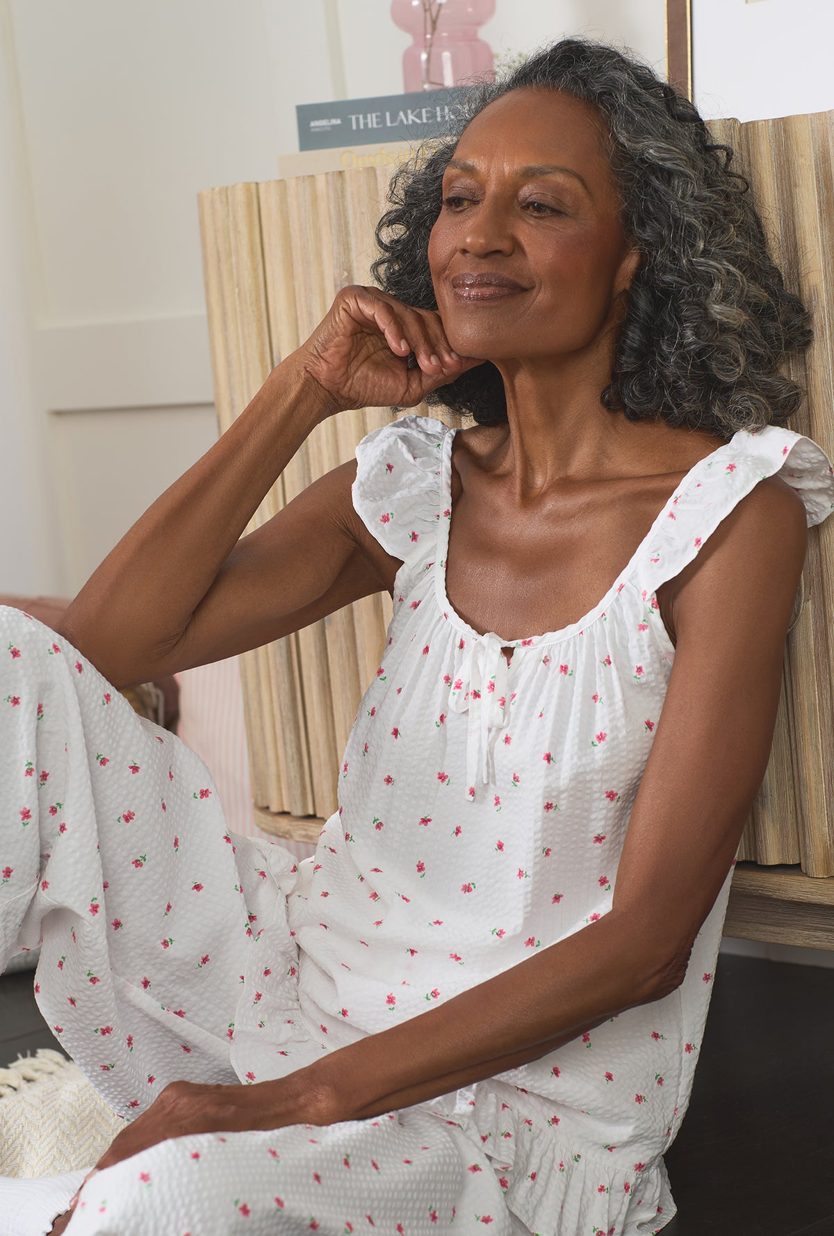 Fresh Petals Seersucker Culotte Pajama Set