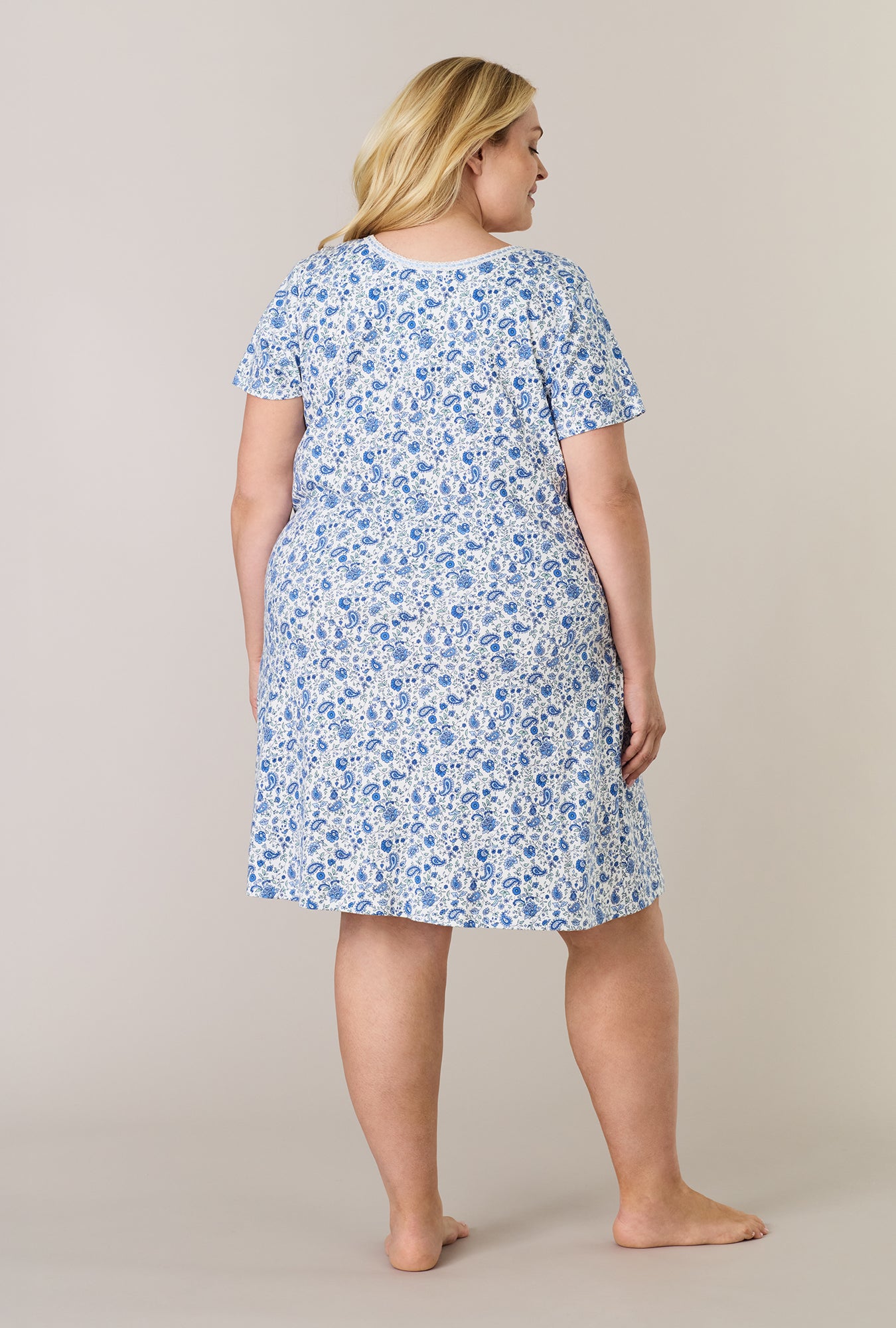 Twilight Paisley Short Sleeve Cotton Interlock Short Nightgown