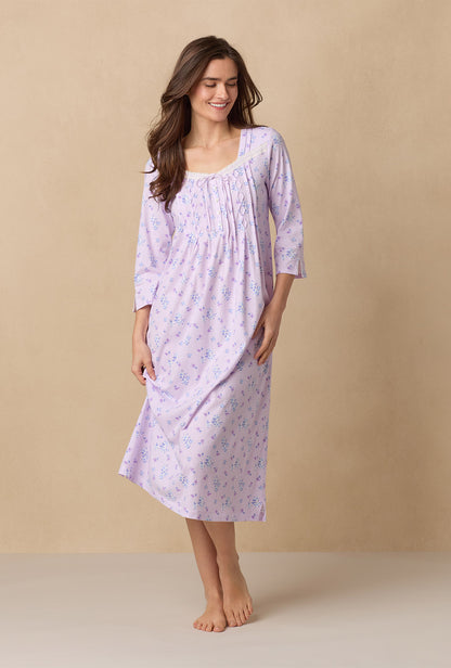 A lady wearing Mini Floral Long Sleeve Cotton Ballet Nightgown