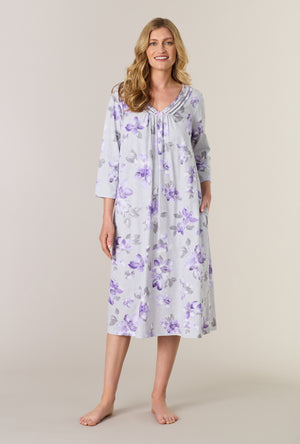 A lady wearing Shadow Petals Cotton Midi Nightgown looking front