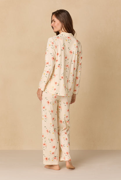 A lady wearing Sunlit Meadow Long Cotton Knit Pajama