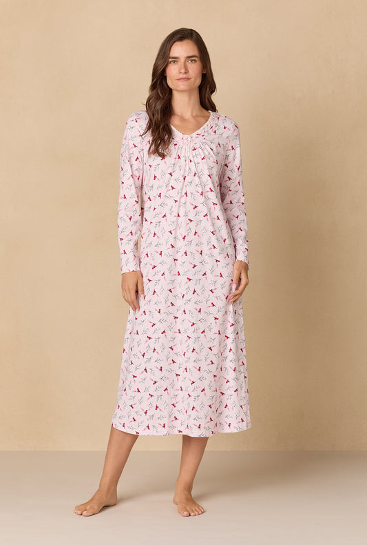 A lady wearing New Cardinal Cotton Ballet Nightgown