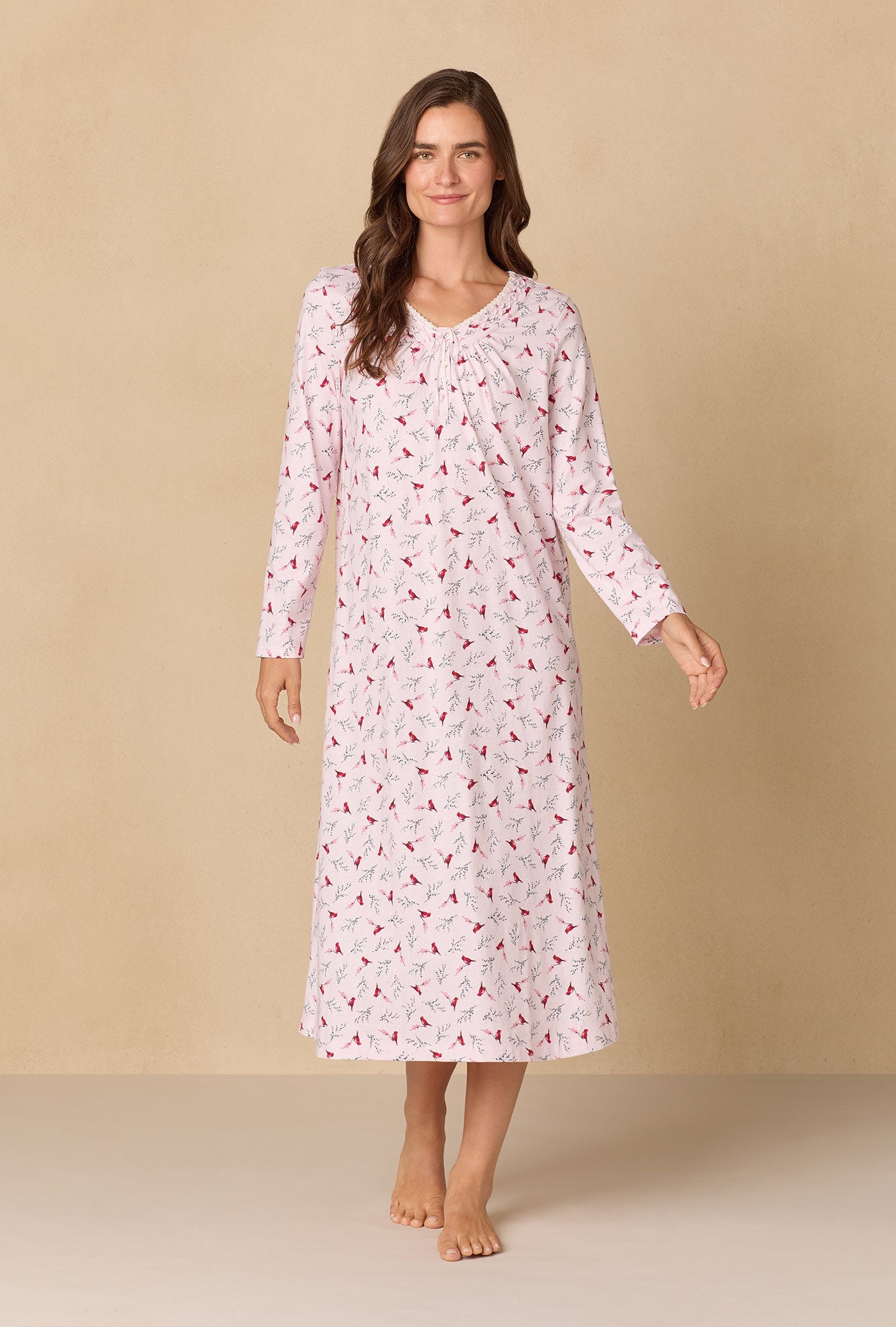 A lady wearing New Cardinal Cotton Ballet Nightgown