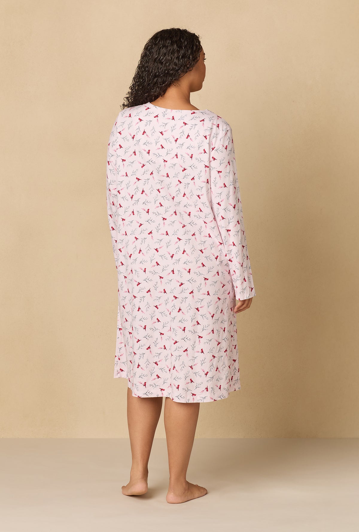 A lady wearing New Cardinal Cotton Waltz Nightgown