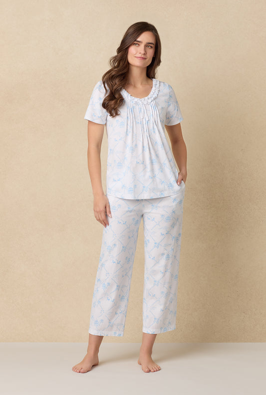 A lady wearing Palm Beach Cotton Capri Pajama Set