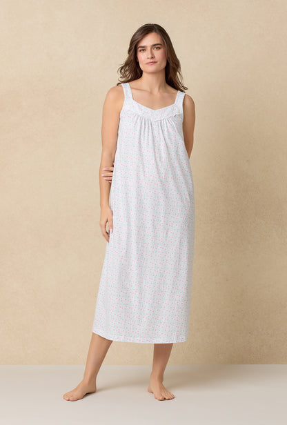 A lady wearing Viney Floral Cotton Ballet Nightgown
