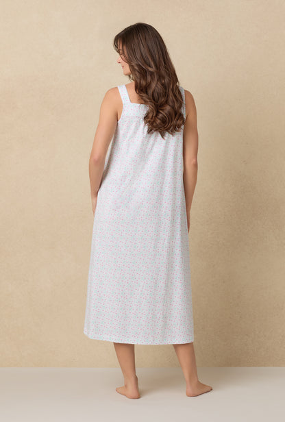 A lady wearing Viney Floral Cotton Ballet Nightgown