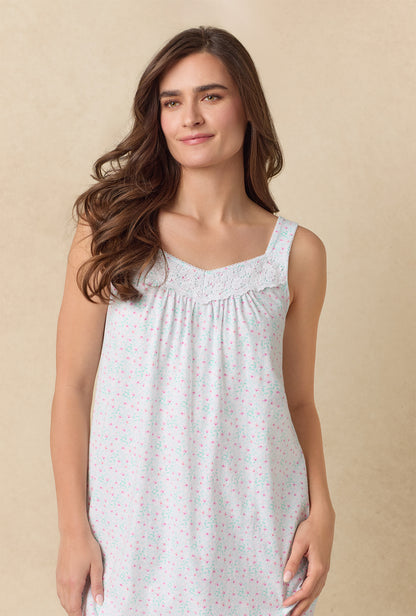 A lady wearing Viney Floral Cotton Ballet Nightgown