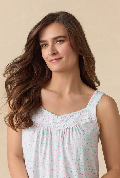 A lady wearing Viney Floral Cotton Ballet Nightgown