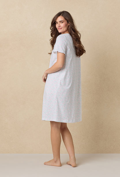 A lady wearing Viney Floral Cotton Waltz Nightgown