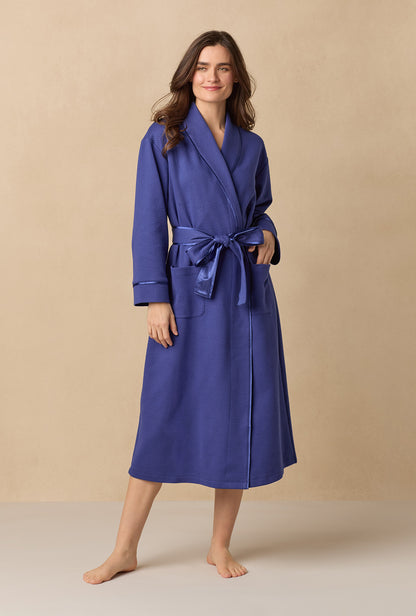 Navy Diamond Quilted Wrap Robe