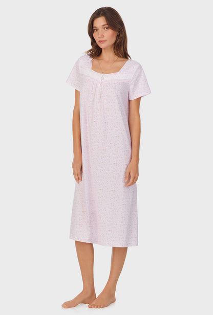 A lady wearing Sweet Bunny Cap Sleeve Cotton Waltz Nightgownv