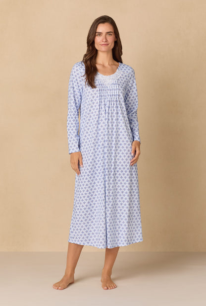 A lady wearing Blue Dreams Ballet Cotton Knit Nightgown