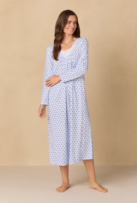 A lady wearing Blue Dreams Ballet Cotton Knit Nightgown