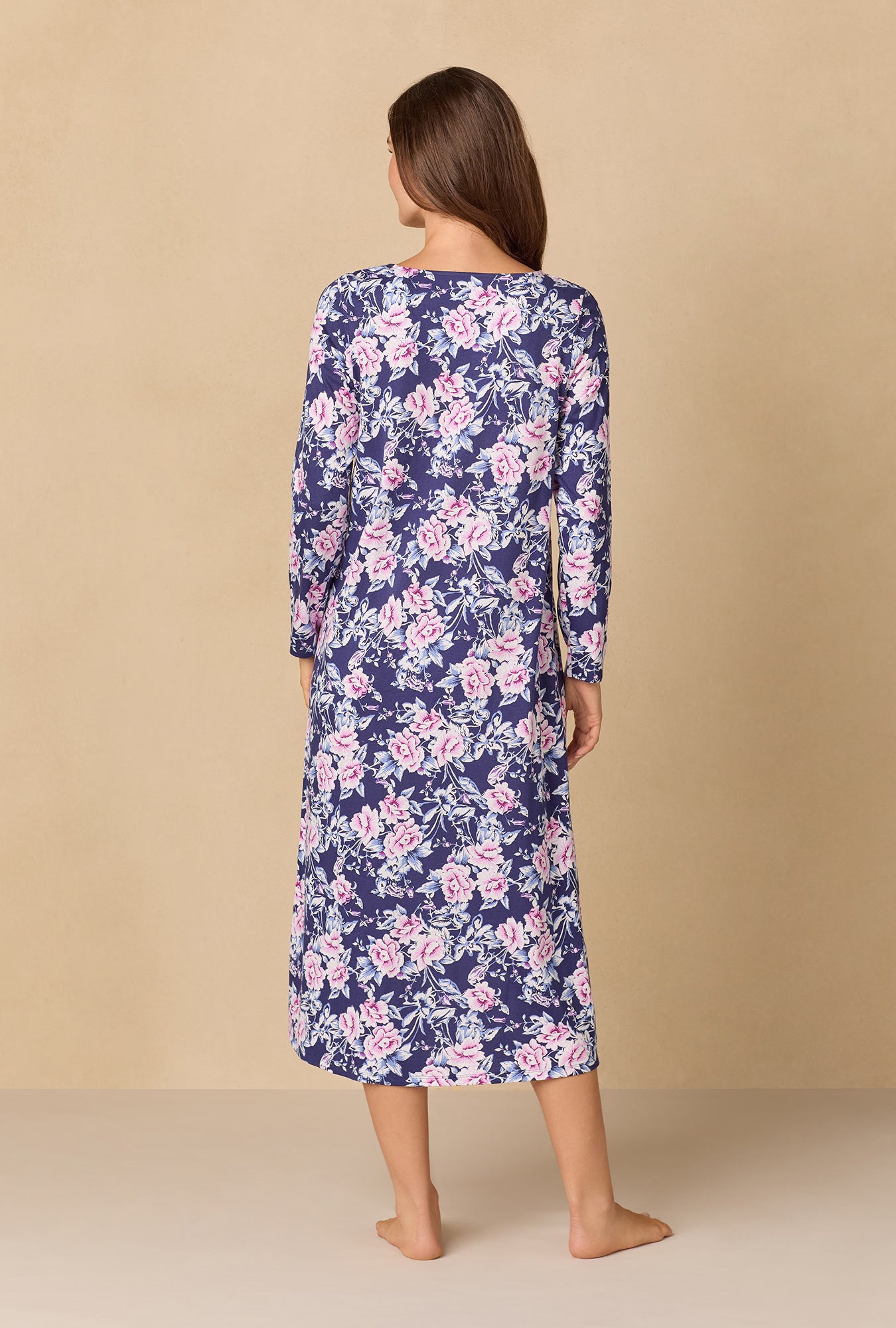 A lady wearing Midnight Garden Ballet Cotton Knit Nightgown