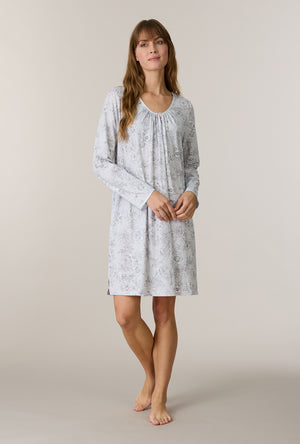 A lady wearing Whisper Garden Cotton Short Nightgown