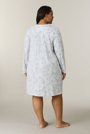 A lady wearing Whisper Garden Cotton Short Nightgown back view