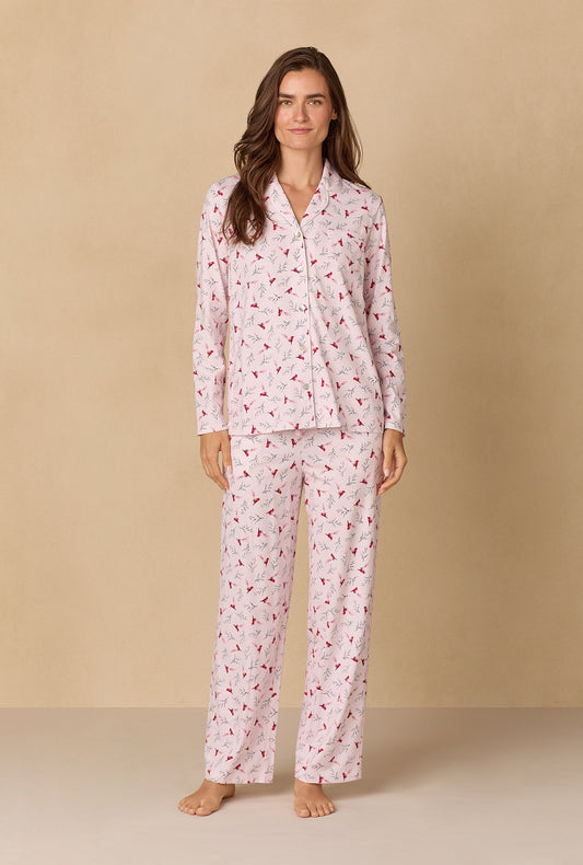 A lady wearing New Cardinal Cotton Long Pajama Set