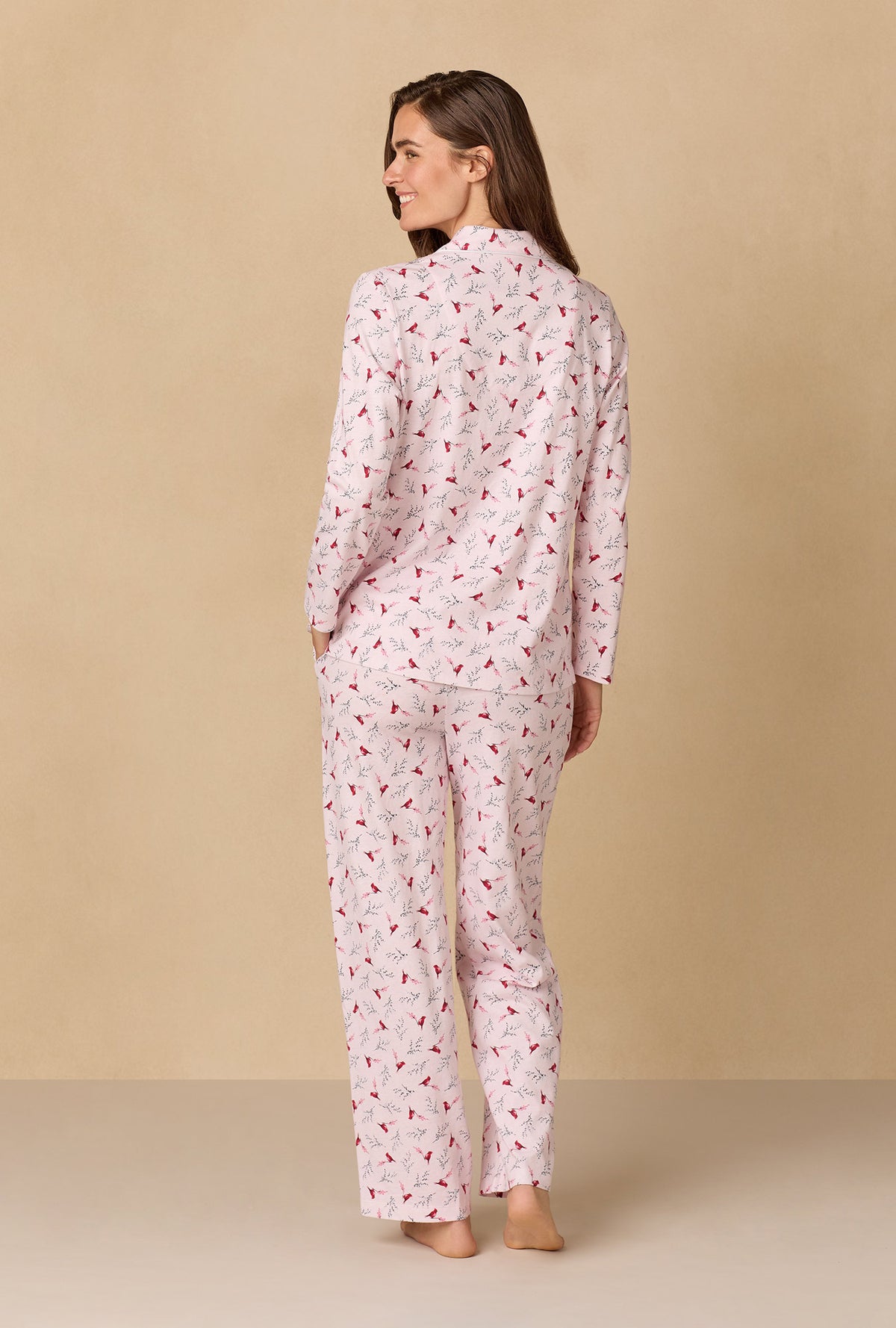 A lady wearing New Cardinal Cotton Long Pajama Set