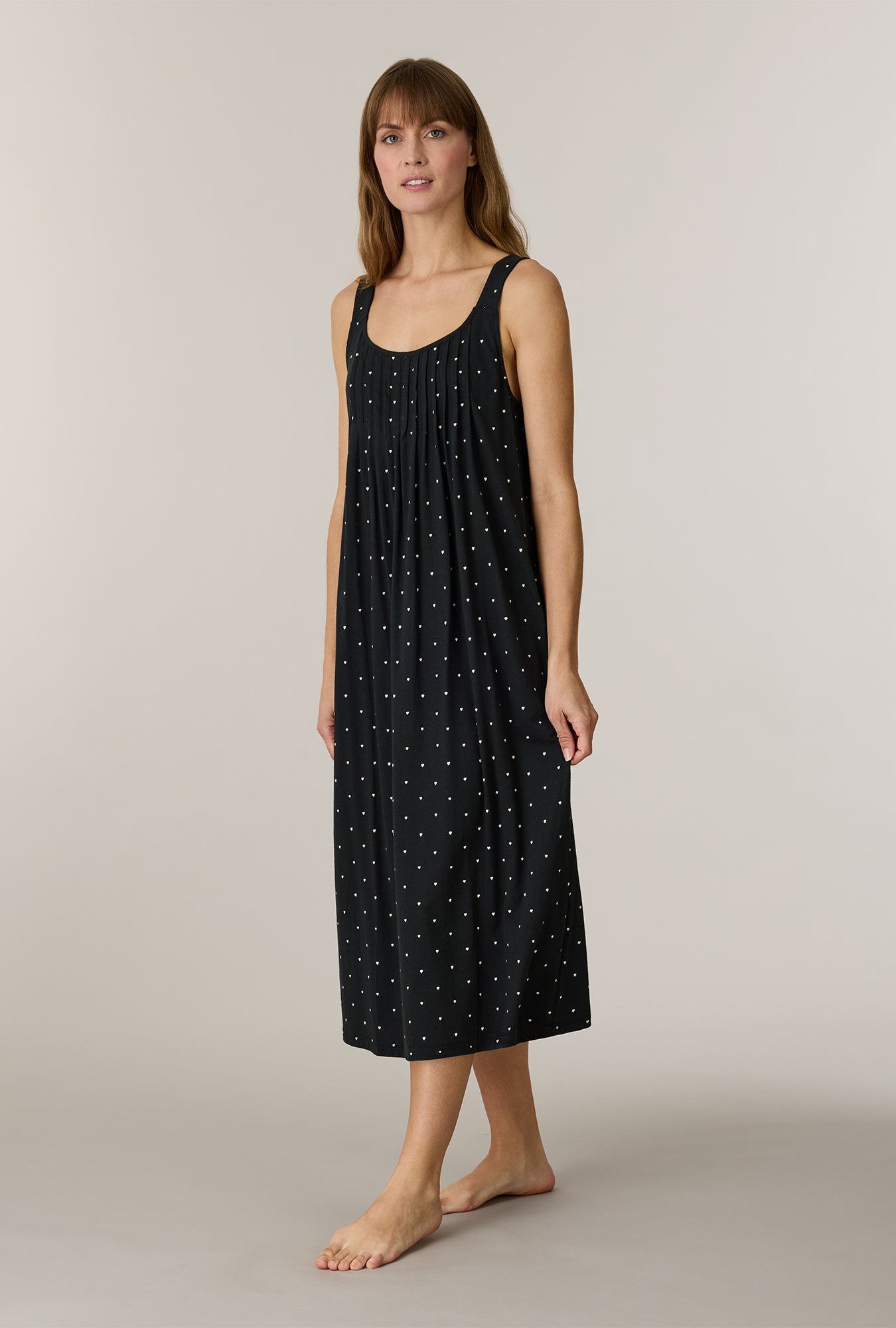 A lady wearing Midnight Hearts Cotton Long Chemise