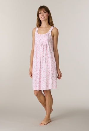 A lady wearing Sweet Rosebuds Cotton Short Chemise