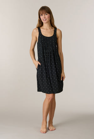A lady wearing Midnight Hearts Cotton Short Chemise