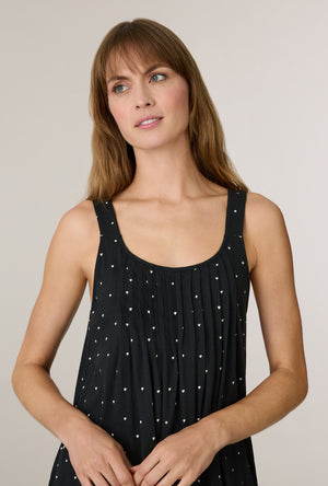 A lady wearing Midnight Hearts Cotton Short Chemise closer look