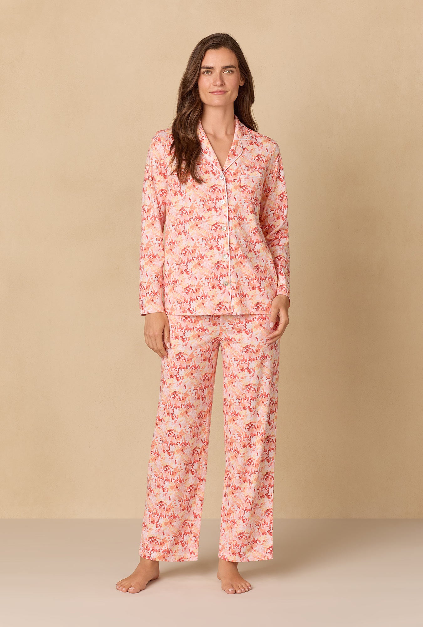 Rosewood Leaves Long Cotton Knit Pajama – Carole Hochman