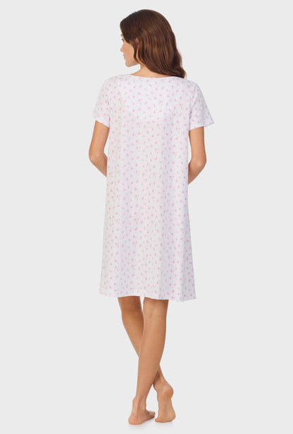 A lady wearing Mini Floral Cotton Short Nightgown