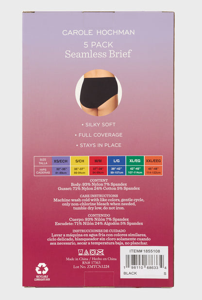 5Pk Seamless Brief Solid Black