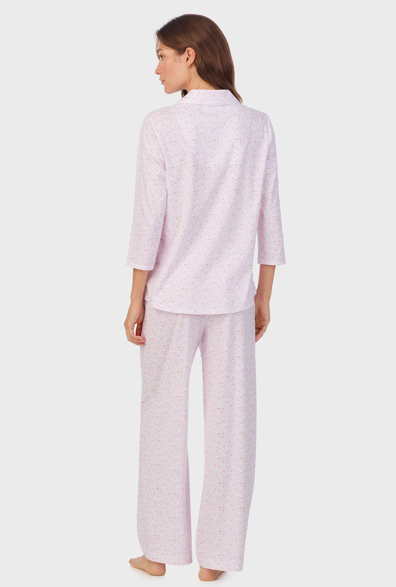 A lady wearing Sweet Bunny Cotton Long Pajama Set