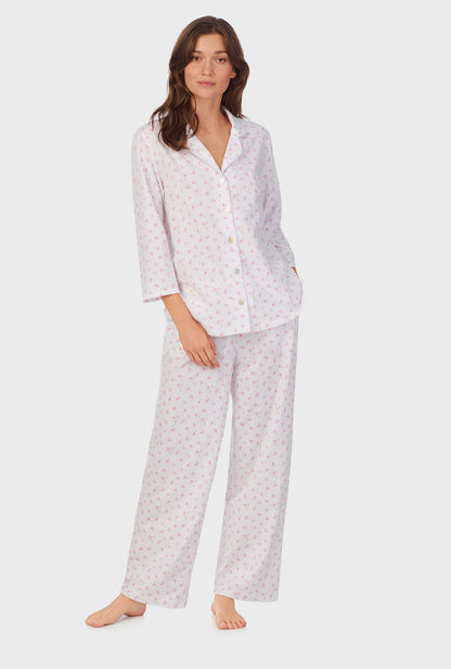 A lady wearing Mini Floral Cotton Long Pajama Set